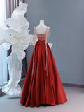 Modest Prom Dresses Aesthetic A Line Spaghetti Straps Burgundy Inspiration Impress Satin Long Party Formal Gown For Teenagers High Schools HZ0311