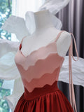 Modest Prom Dresses Aesthetic A Line Spaghetti Straps Burgundy Inspiration Impress Satin Long Party Formal Gown For Teenagers High Schools HZ0311