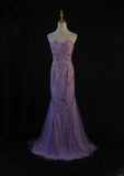 Vintage Mermaid Sweetheart Lilac Tulle 1950s With Beads Bodice Long Prom Dresses Inspo 18th Birthday Outfit Formal Gown HZ0311