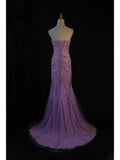 Vintage Mermaid Sweetheart Lilac Tulle 1950s With Beads Bodice Long Prom Dresses Inspo 18th Birthday Outfit Formal Gown HZ0311