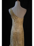 Retro 1950s Mermaid One Shoulder Yellow Chiffon With Gold Beads Lace Long Prom Dresses Inspo 22th Birthday Outfit Formal Dress HZ0311