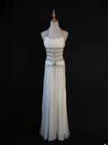 Vintage Mermaid Halter White Chiffon 80s With Silver Beaded Bodice Long Prom Dresses Inspo Birthday Outfit Formal Dress For Women HZ0311