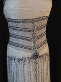 Vintage Mermaid Halter White Chiffon 80s With Silver Beaded Bodice Long Prom Dresses Inspo Birthday Outfit Formal Dress For Women HZ0311