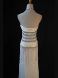 Vintage Mermaid Halter White Chiffon 80s With Silver Beaded Bodice Long Prom Dresses Inspo Birthday Outfit Formal Dress For Women HZ0311