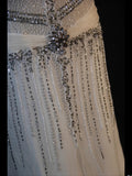 Vintage Mermaid Halter White Chiffon 80s With Silver Beaded Bodice Long Prom Dresses Inspo Birthday Outfit Formal Dress For Women HZ0311