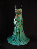 Vintage Mermaid Spaghetti Straps Green Lace 80s With Beaded Appliqued Long Prom Max Dresses Inspo 18th Birthday Outfit Formal Dress For Women HZ0311