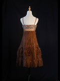 Vintage A line Spaghetti Straps Brown Tulle With Lace 18th Birthday Dress Homecoming Dresses Cocktail Gown HZ0311