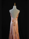 Vintage Mermaid Spaghetti Straps Blush Pink Lace 80s With Beads Appliques Long Prom Max Dresses Inspo 18th Birthday Outfit Formal Dress For Women HZ0311