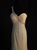 Retro 1950s Mermaid One Shoulder Yellow Chiffon With Silver Beads Long Prom Dresses Inspo 22th Birthday Outfit Formal Dress HZ0311