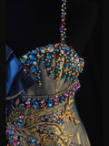 Vintage Mermaid Spaghetti Straps Royal Blue Satin Silver Satin 70s With Beads Long Prom Max Dresses Inspo 18th Birthday Outfit Formal Dress For Women HZ0311