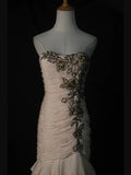 Vintage Mermaid Sweetheart Champagne Chiffon 1950s With Ruffled Layered Bodice Long Prom Dresses Inspo 18th Birthday Outfit Formal Gown HZ0311