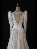 Retro 1950s Wedding Dresses for Bride A Line Scoop With Long Beads Sleeves Lace Petite/Plus Size Bridal Gowns for Summer Wedding HZ0311