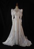 Retro 1950s Wedding Dresses for Bride A Line Scoop With Long Beads Sleeves Lace Petite/Plus Size Bridal Gowns for Summer Wedding HZ0311