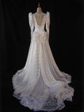 Retro 1950s Wedding Dresses for Bride A Line Scoop With Long Beads Sleeves Lace Petite/Plus Size Bridal Gowns for Summer Wedding HZ0311