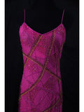 Vintage A line Spaghetti Straps Fuchsia 70s With Beads Long Prom Max Dresses Inspo 18th Birthday Outfit Formal Dress For Women HZ0311
