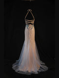 Vintage Mermaid Champagne Halter 70s With Beads Long Prom Max Dresses Inspo 18th Birthday Outfit Formal Dress For Women HZ0311