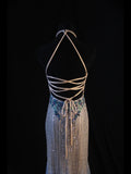 Vintage Mermaid Champagne Halter 70s With Beads Long Prom Max Dresses Inspo 18th Birthday Outfit Formal Dress For Women HZ0311