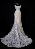 Romantic Long Wedding Dresses White Mermaid Strapless Lace Long Wedding Dress Style For Brides Fitted With Train Bridal Gowns HZ0311