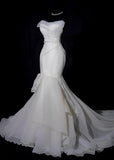 Modest Long Wedding Dresses Mermaid Strapless Chiffon Style for Bride With Pleated Bodice Train Bridal Dresses HZ0311