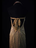 Vintage Mermaid Halter Gold Chiffon Backless 70s With Beads Long Prom Max Dresses Inspo 18th Birthday Outfit Formal Dress For Women HZ0311