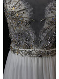 Vintage A Line Scoop Silver Gray Lace Tops Chiffon 80s With Beaded Bodice Long Prom Dresses Inspo Birthday Outfit Formal Dress For Women HZ0311