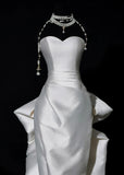 Romantic Long Wedding Dresses White Mermaid Sweetheart Slit Long Wedding Dress Style For Brides Fitted With Train Bridal Gowns HZ0311