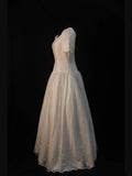 Retro 1950s Wedding Dresses for Bride Ball Gown Boat With Short Sleeves Tulle Petite/Plus Size Bridal Gowns for Summer Wedding HZ0311