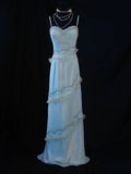 Vintage A line Spaghetti Straps Light Blue Chiffon 70s With Beads Prom Max Dresses Inspo 19th Birthday Outfit Formal Dress For Women HZ0311