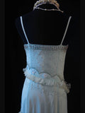 Vintage A line Spaghetti Straps Light Blue Chiffon 70s With Beads Prom Max Dresses Inspo 19th Birthday Outfit Formal Dress For Women HZ0311