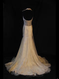 Retro 80s Mermaid Halter Champagne Tulle With Sequins Long Prom Dresses Inspo 22th Birthday Outfit Formal Dress HZ0311
