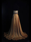 Retro 80s A line Strapless Yellow Tulle With Beadings Long Prom Dresses Inspo 22th Birthday Outfit Formal Dress HZ0311