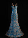 Vintage Mermaid Sweetheart Blue Lace 90s With Beadings Prom Max Dresses Inspo 19th Birthday Outfit Formal Dress For Women HZ0311