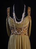 Vintage A line Cowl Neck Chiffon 80s With Beadings Bodice Long Prom Dresses Inspo Birthday Outfit Formal Dress For Women HZ0311