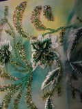 Retro 80s Mermaid Strapless Floral Green Chiffon With Beadings Long Prom Dresses Inspo 22th Birthday Outfit Formal Dress HZ0311