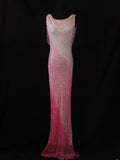 Vintage Mermaid Cowl Neck Pink White 80s With Beadings Bodice Long Prom Dresses Inspo Birthday Outfit Formal Dress For Women HZ0311