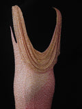 Vintage Mermaid Cowl Neck Pink White 80s With Beadings Bodice Long Prom Dresses Inspo Birthday Outfit Formal Dress For Women HZ0311