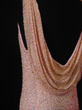 Vintage Mermaid Cowl Neck Pink White 80s With Beadings Bodice Long Prom Dresses Inspo Birthday Outfit Formal Dress For Women HZ0311