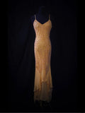 Vintage Mermaid Spaghetti Straps Orange Chiffon 1950s High Low Slim Prom Dresses Inspo 18th Birthday Outfit Formal Gown HZ0311