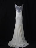 Retro 80s Mermaid Boat White Chiffon With Beadings Long Prom Dresses Inspo 21st Birthday Outfit Formal Dress HZ0311