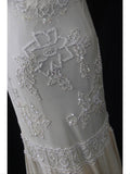Retro 80s Mermaid Boat White Chiffon With Beadings Long Prom Dresses Inspo 21st Birthday Outfit Formal Dress HZ0311