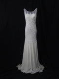 Retro 80s Mermaid Boat White Chiffon With Beadings Long Prom Dresses Inspo 21st Birthday Outfit Formal Dress HZ0311