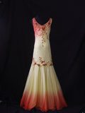 Vintage Mermaid V Neck Chiffon 70s With Beadings Yellow Prom Max Dresses Inspo 19th Birthday Outfit Formal Dress For Women HZ0311