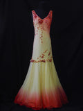 Vintage Mermaid V Neck Chiffon 70s With Beadings Yellow Prom Max Dresses Inspo 19th Birthday Outfit Formal Dress For Women HZ0311