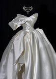 Romantic Long Wedding Dresses White High Low Sweetheart Slit Long Wedding Dress Style For Brides Fitted With Train Bridal Gowns HZ0311