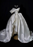 Romantic Long Wedding Dresses White High Low Sweetheart Slit Long Wedding Dress Style For Brides Fitted With Train Bridal Gowns HZ0311
