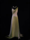 Retro 80s A line Irregular Neck Lilac Green Chiffon With Beadings Prom Dresses Inspo 22th Birthday Outfit Formal Dress HZ0311