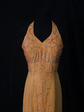 Retro 80s High Low Halter Orange Chiffon With Silver Beads Prom Dresses Inspo 22th Birthday Outfit Formal Dress HZ0311