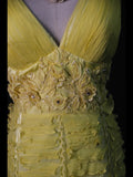 Vintage Sheath V Neck Yellow Tulle With Flowers 18th Birthday Dress Homecoming Dresses Cocktail Gown HZ0311