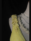 Vintage Sheath V Neck Yellow Tulle With Flowers 18th Birthday Dress Homecoming Dresses Cocktail Gown HZ0311