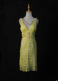 Vintage Sheath V Neck Yellow Tulle With Flowers 18th Birthday Dress Homecoming Dresses Cocktail Gown HZ0311